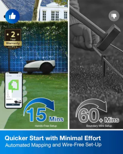 Goat O1000 RTK Robot Tondeuse à Gazon périmètre sans Fil Vision pour pelouse 1/4 Acres, cartographie automatisée, contrôle par Application, évitement des Obstacles 3D, Coupe zéro Bord