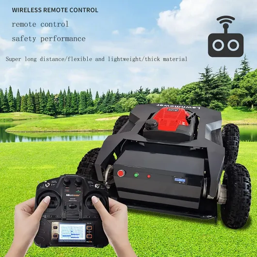 Tondeuse à gazon robotique automatique avec télécommande, tondeuse grimpant jusqu'à 30° d'inclinaison, verger d'équipement d'entretien de pelouse pour pelouses jusqu'à 5400 pieds carrés, tondeuse