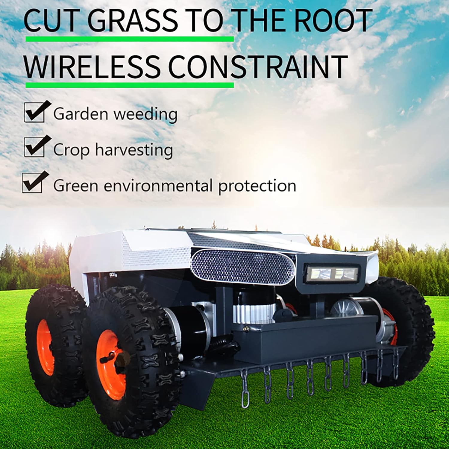 Tondeuse à gazon robotique - Coupe jusqu'à 150 m² - Télécommande - Pour pelouse de jardin, courroies vertes, vergers, jardin - Tonte ultra silencieuse