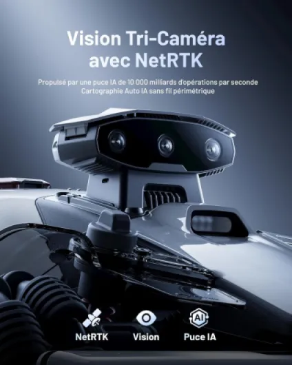 LUBA Mini 2 AWD 1000 Robot Tondeuse avec Mini-Garage, AI Vision à Tri-Caméra & Positionnement NetRTK, Auto-Cartographie, DropMow, Pentes 80%