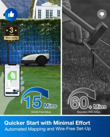 Goat O800 RTK Robot Tondeuse avec 4 Kits de Lames – sans Fil, RTK+Vision Lidar, Cartographie Automatique, Passages Étroits (0,7 m), Tonte Précise des Bordures,Pente 45%