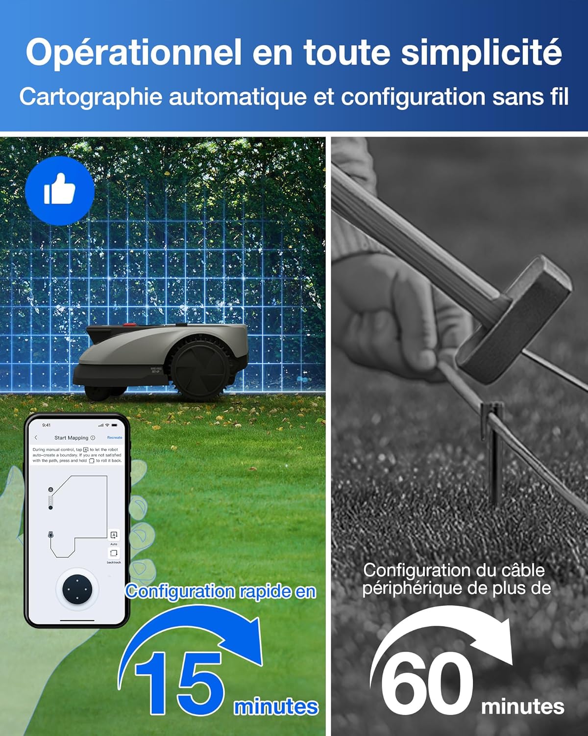 Goat O600 RTK Robot Tondeuse sans Fil, 600 M², Navigation RTK+Vision, Robot Tondeuse, Évitement des Obstacles par IA, Contrôle par Application, Passe sur Les Zones Étroites de 0,7 Mètre