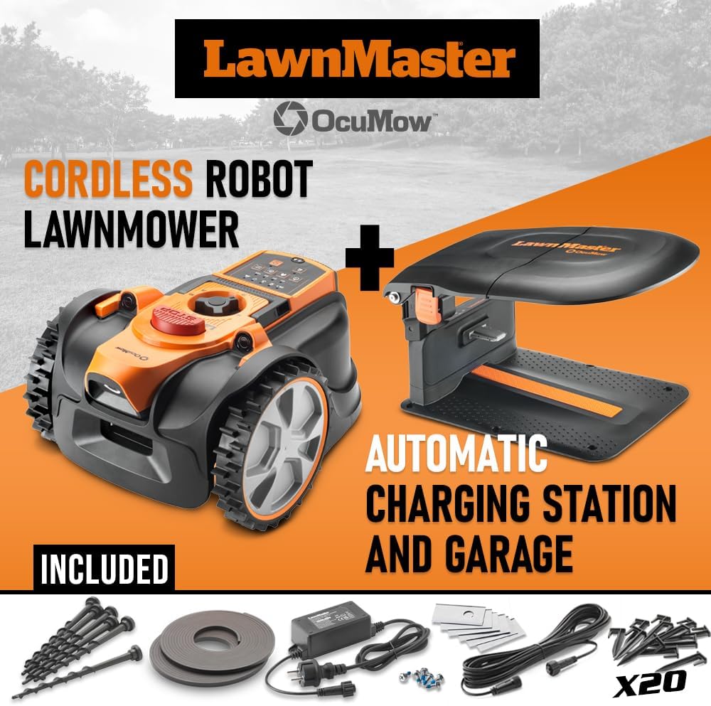 Robot Tondeuse Autonome 18V sans Fil périmétrique avec Station de Charge et Garage - Max 400m²