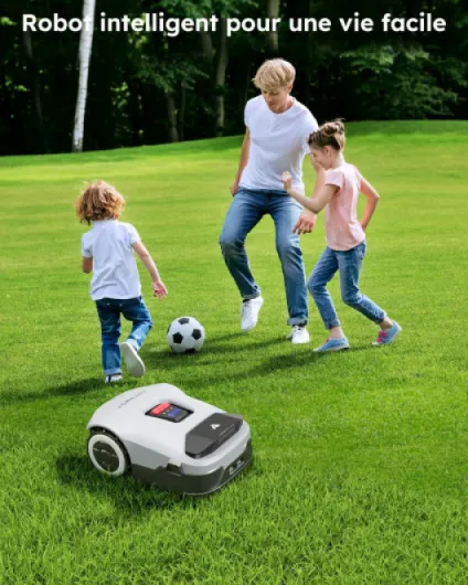 Genie600 Robot Tondeuse sans Fil Périphérique- 900 m², RTK Multibande+4 Caméras d'IA, Gestion 20 Zones, Évitement d'obstacles, Recharge Automatique+Reprise de Tonte, Pente à 45%
