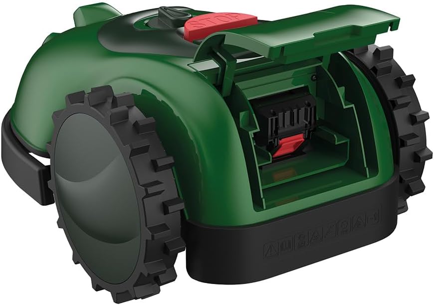 ONLI - Robot Tondeuse caméra ON1008V - Hauteur de Coupe 2 à 6 cm, Largeur de Coupe 16 cm, Fonction sans ramassage d'herbe, Pente 30%, Vert