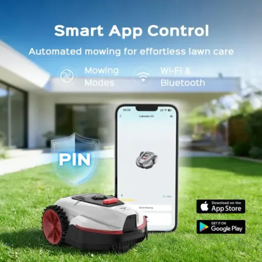 Test V3 Robot Tondeuse LEBOSBO : la petite tondeuse sans fil périphérique pour mini-jardin fainéant