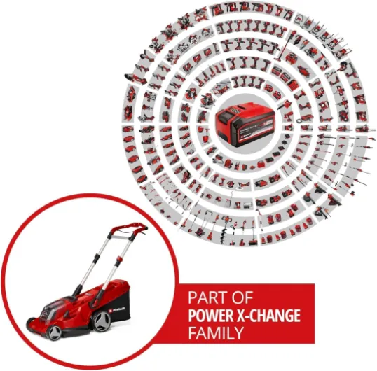 Professional Tondeuse à Gazon sans Fil RASARRO 36/42 Kit Power X-Change (36V, Largeur de Coupe: 42 cm, Bac 50L, Moteur sans Charbon) Livré avec 2 Batteries 5,2 Ah + Chargeur Double 42cm