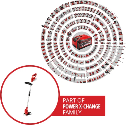 Coupe-Bordures sans Fil GC-CT 18/24 Li Solo Power X-Change (18 V, Diam - De Coupe 24 cm, Manche télescopique) Livré sans Batterie ni Chargeur, Rouge/Noir Solo: Sans Batterie ni Chargeur