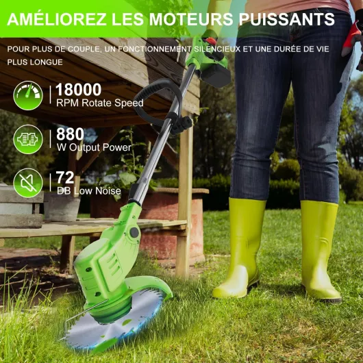 Débroussailleuses Electrique sans Fil, Coupe Bordures sans Fil a 2 21V 4.0Ah Batterie et Chargeur Rapide & 4 Types Lames, Debrouissalleuses a Batterie pour Tondre Les Pelouses du Jardin Pelouse Ferme Noir