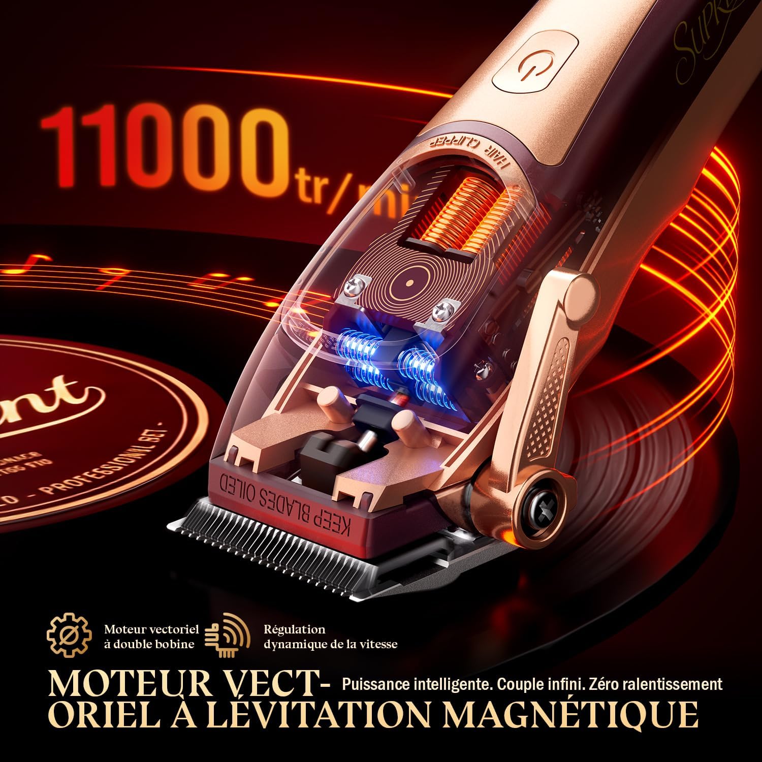 Tondeuse à Cheveux Professionnelle Hommes-Set Tondeuse Cheveux et T-Blade Barbe Trimmer avec Moteur Vectoriel Intelligent à Double Bobine Pouvant Atteindre 11000 tr/min (Rouge)