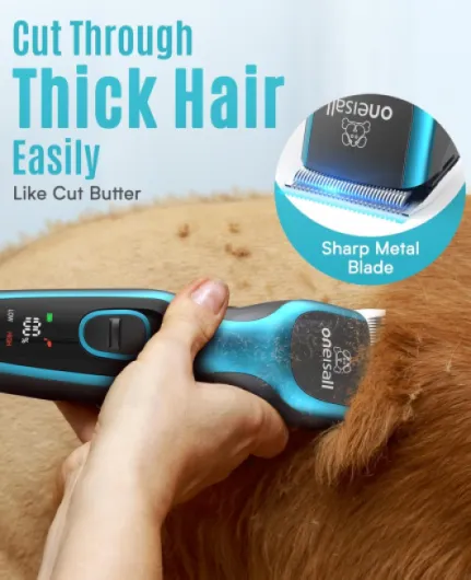 Tondeuse silencieuse pour chiens, Tondeuse professionnelle pour chien/chat, tondeuse électrique pour animaux de compagnie avec un moteur puissant de 7000RMP, adaptée aux poils épais/matiqués Bleu