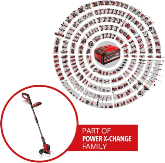 Coupe-Bordures sans Fil GE-CT 18/25 Li-Solo Power X-Change (18 V, Largeur de Coupe 25 cm, Bloc Moteur inclinable et pivotant, Vendu avec 20 Lames en Plastique, sans Batterie) 25cm - lame