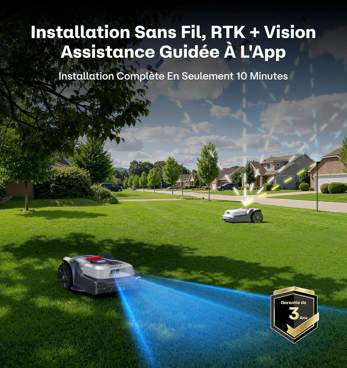 Robot Tondeuse sans Fil Périphérique T1200Pro pour 1500㎡, Robot Tondeuse avec Tonte Personnalisé via APP, Tonte Précise des Bordures, Pentes 24°, Tondeuse Automatique pour Cour Avant et Arrière T1200Pro:1500m²