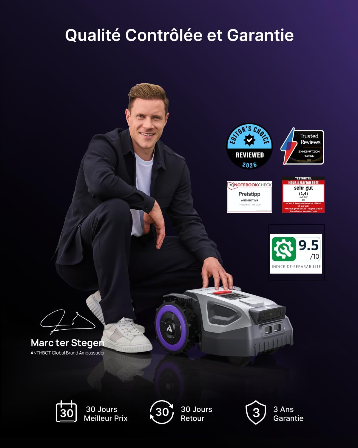 Robot Tondeuse M5, 500-700㎡，150㎡/h, NetRTK + 4G, Cartographie Automatique, Double Vision IA, Gestion Multi-Zones, APP Control, 3-7CM Réglage de la Hauteur de Coupe
